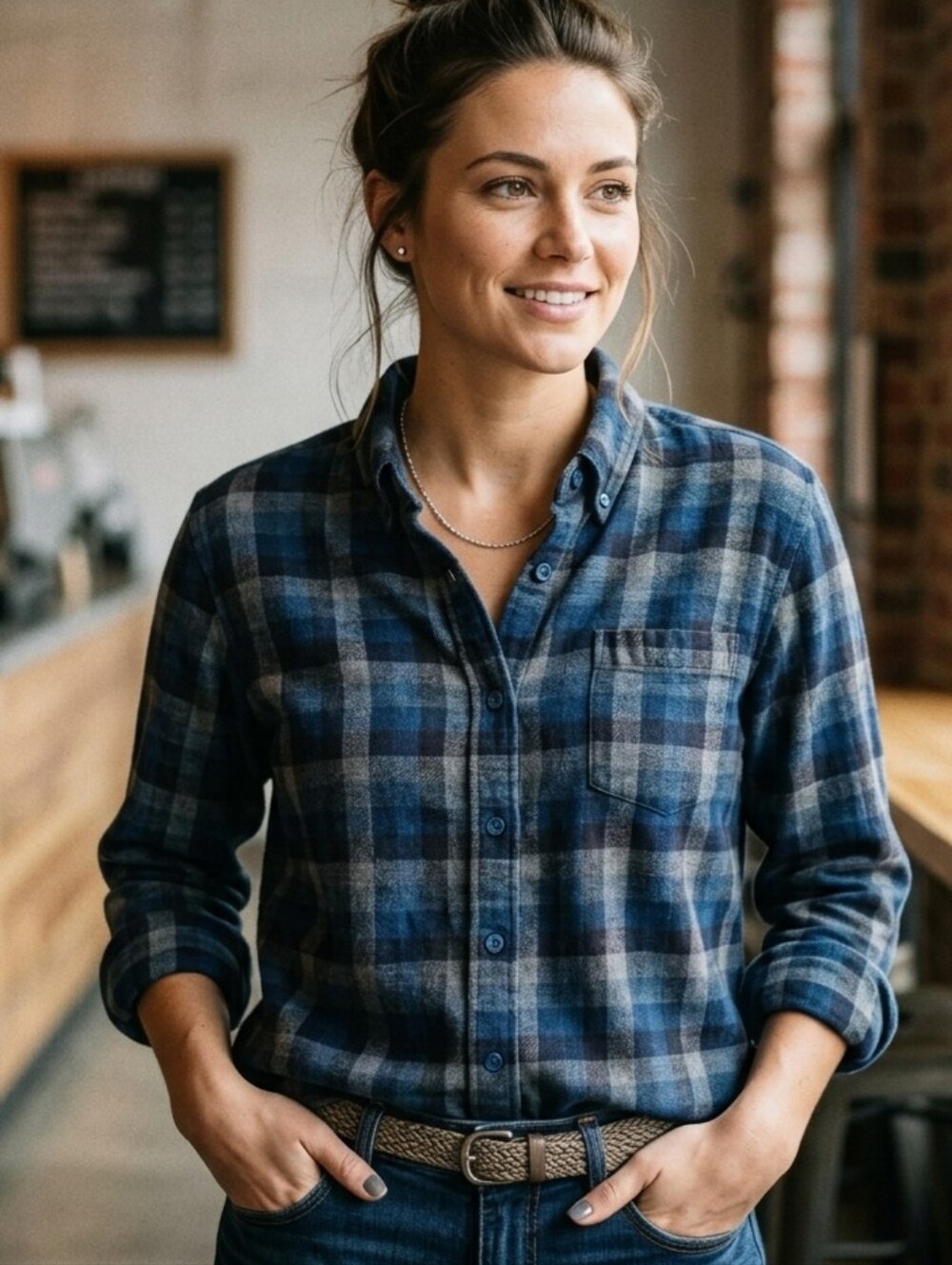 Weatherproof‎ Vintage Men’s Blue & Black Plaid Flannel Shirt - xxl